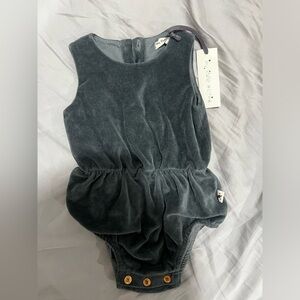 My Little Cozmo Velour Dark Grey baby girl boy romper size 3 months